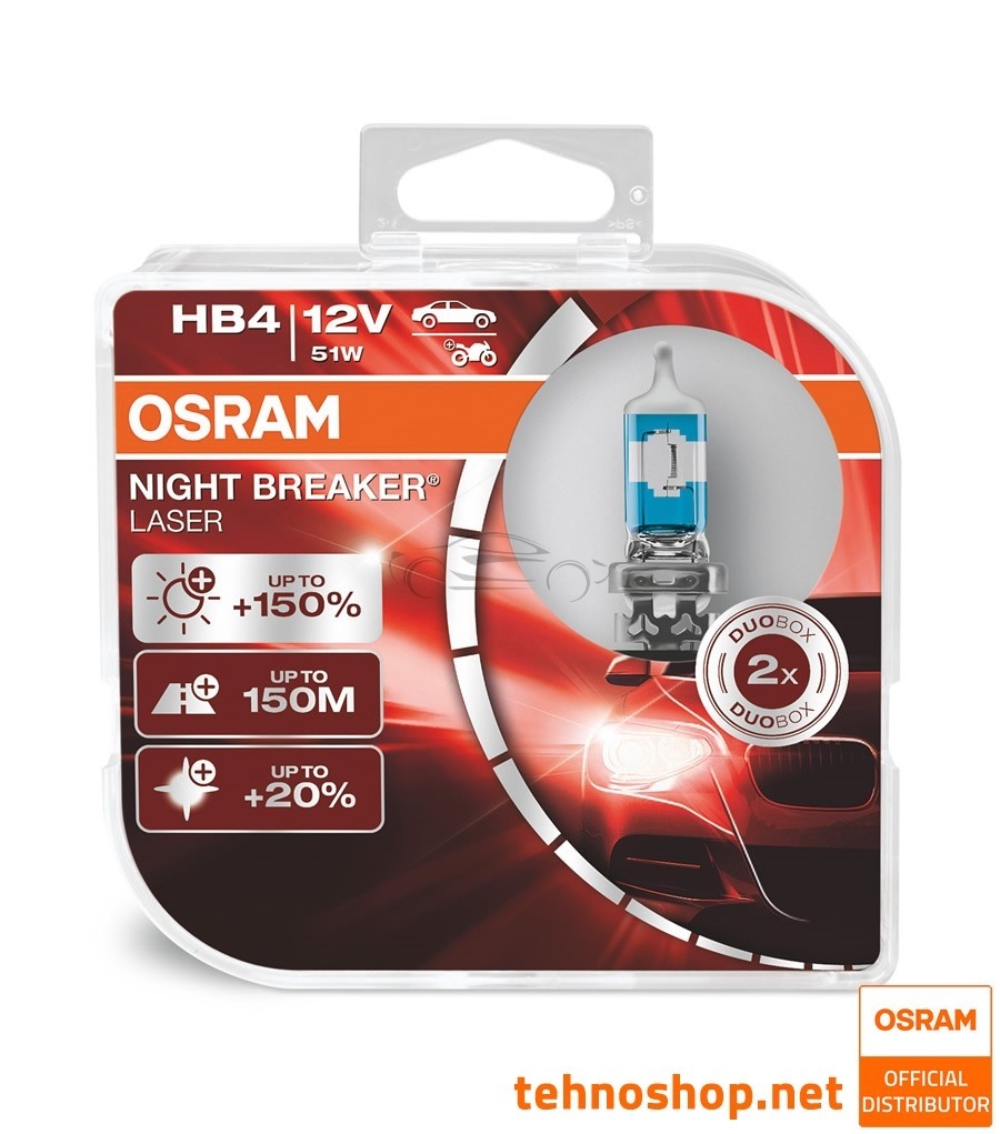 ŽARNICA OSRAM HALOGEN HB4 NIGHT BREAKER LASER 9006NL-HCB 12V 51W P22d