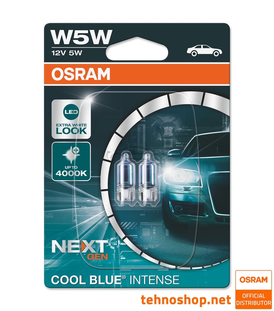 ŽARNICA OSRAM HALOGEN W5W 2825CBN-02B COOL BLUE INTENSE 5W 12V W2.1x9.5d BLI2