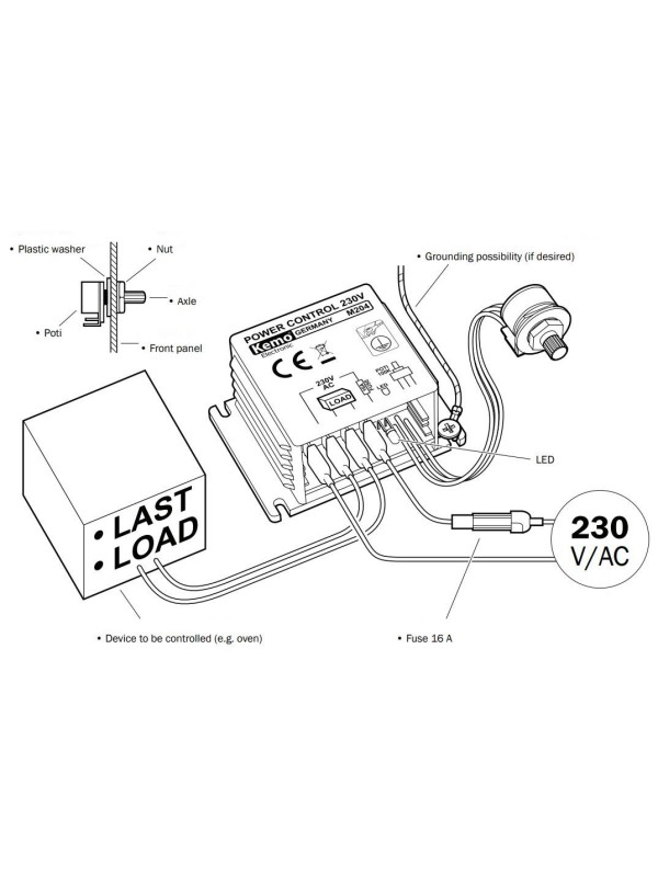 REGULATOR IZHODNE MOČI KEMO M204 230V/AC, MAX 16A