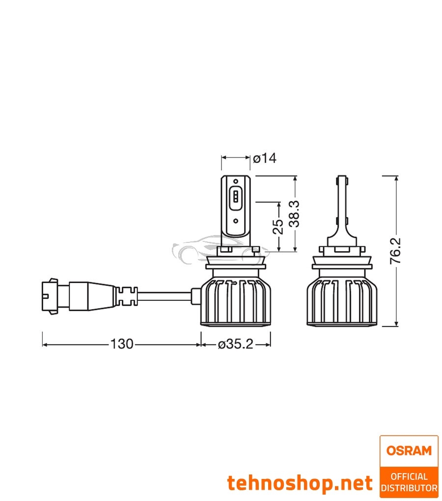 Set 2 Lamps H4 H19 Osram LED Lamps Replacement Compatible High Efficiency