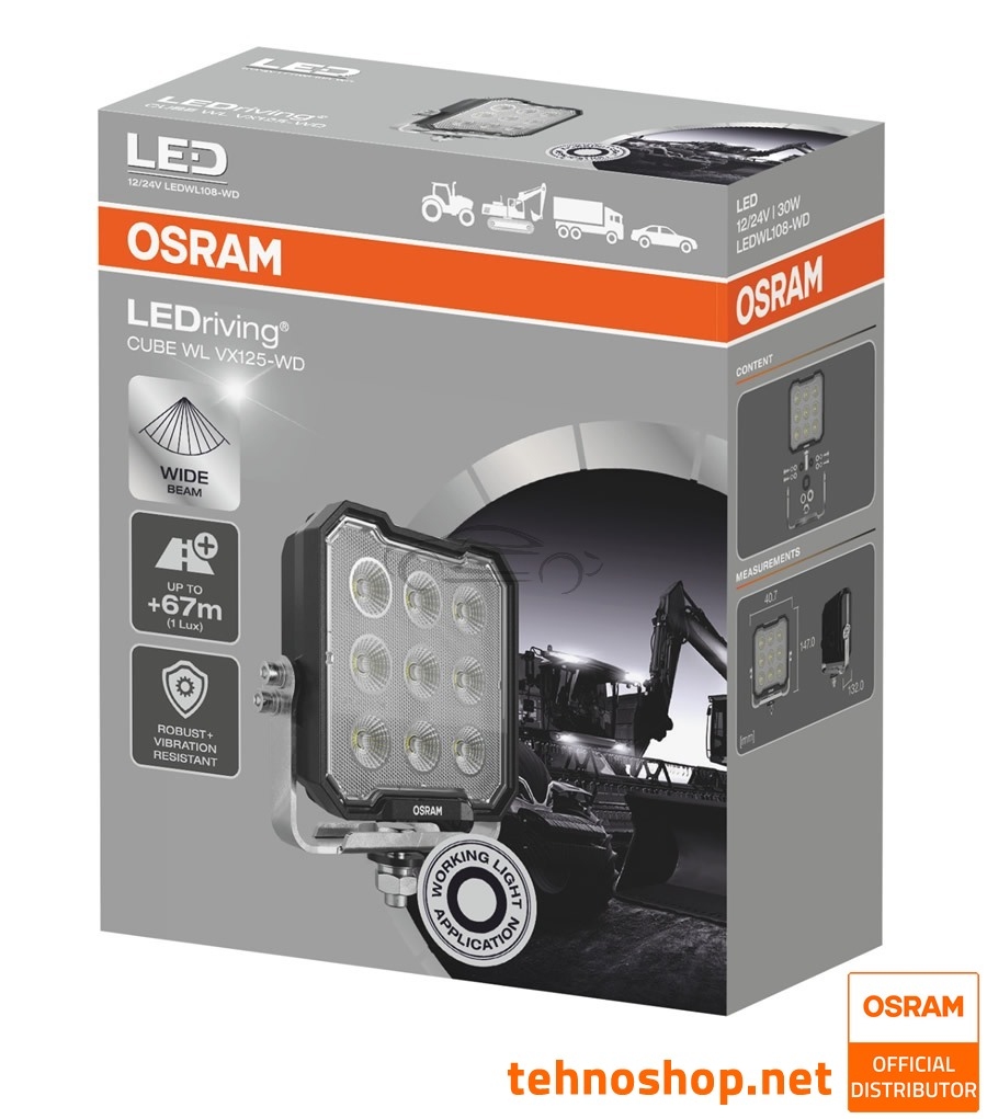 LED DELOVNA LUČ OSRAM LEDriving® CUBE WL 30W 12/24V VX125-WD LEDWL108-WD