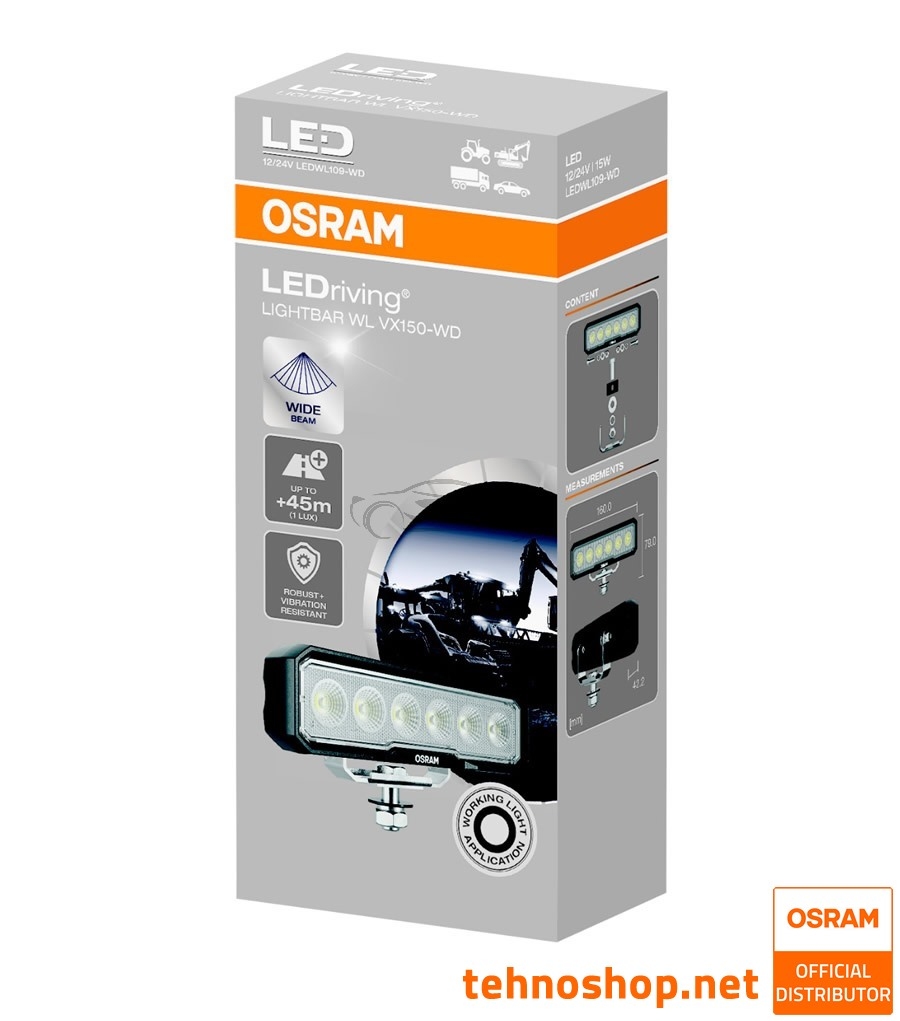 LED DELOVNA LUČ OSRAM LEDriving® LIGHTBAR WL 15W 12/24V VX150-WD LEDWL109-WD