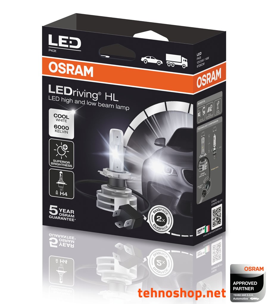 LED ŽARNICE H4 OSRAM LEDriving® HL 9726CW LED 12V P43t FS2