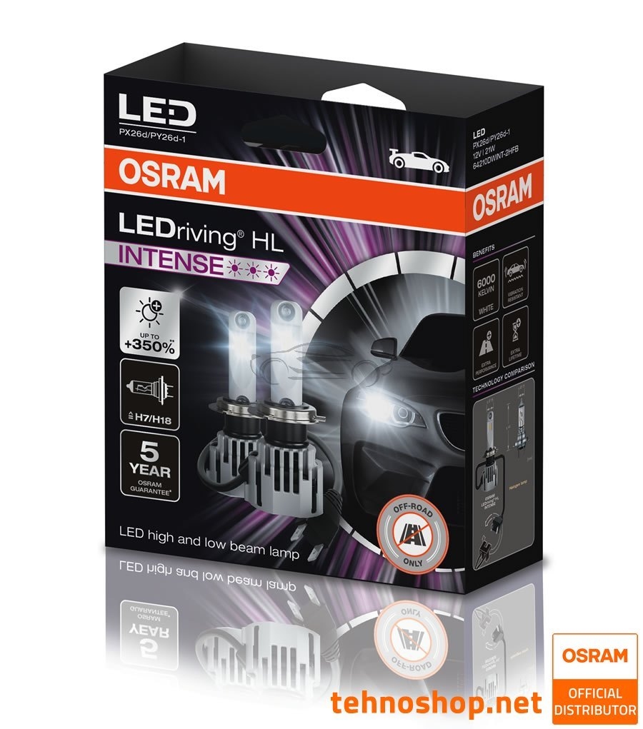 LED ŽARNICE H7/H18 OSRAM LEDriving HL INTENSE 64210DWINT-2HFB 12V PX26d HCB