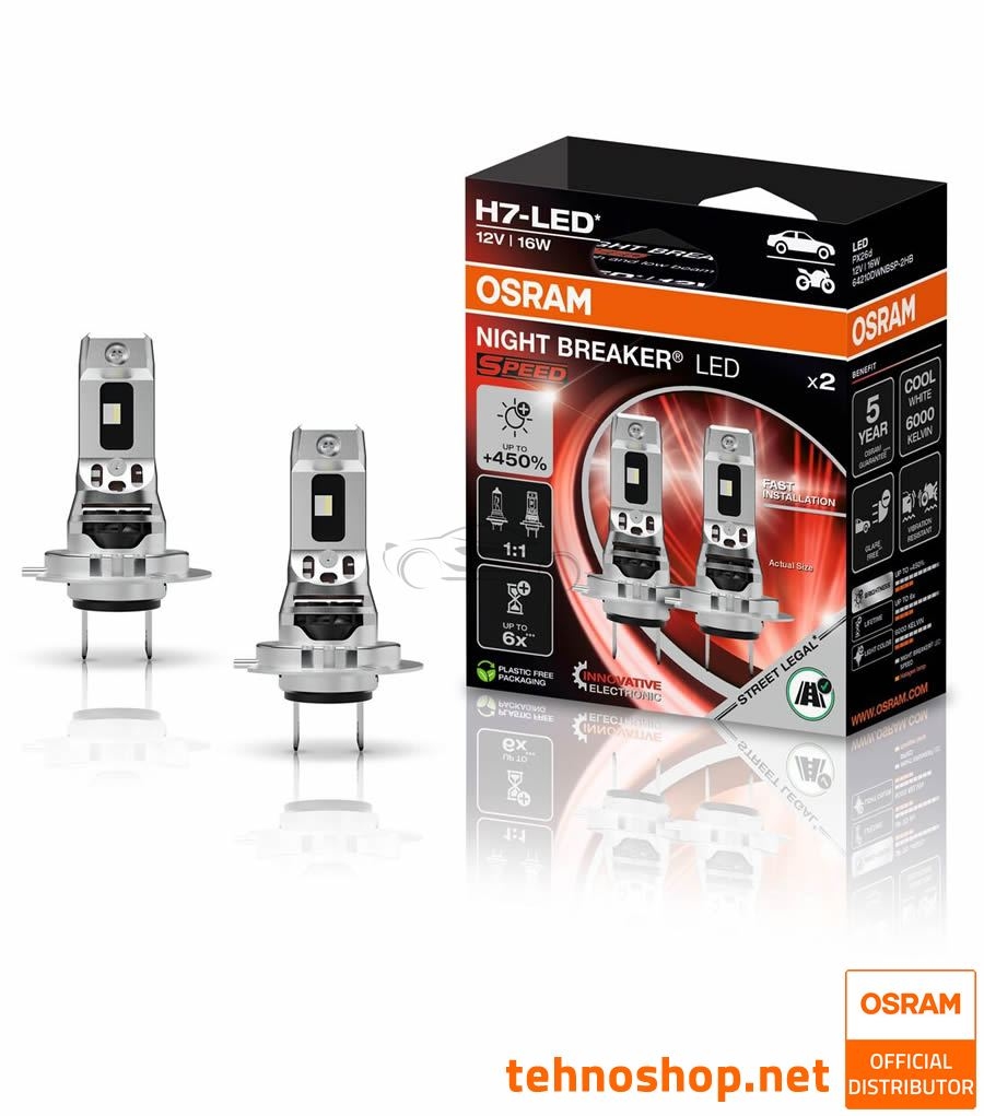 LED ŽARNICE OSRAM NIGHT BREAKER SPEED 450 H7 64210DWNBSP-2HB 12V PX26d 2HB