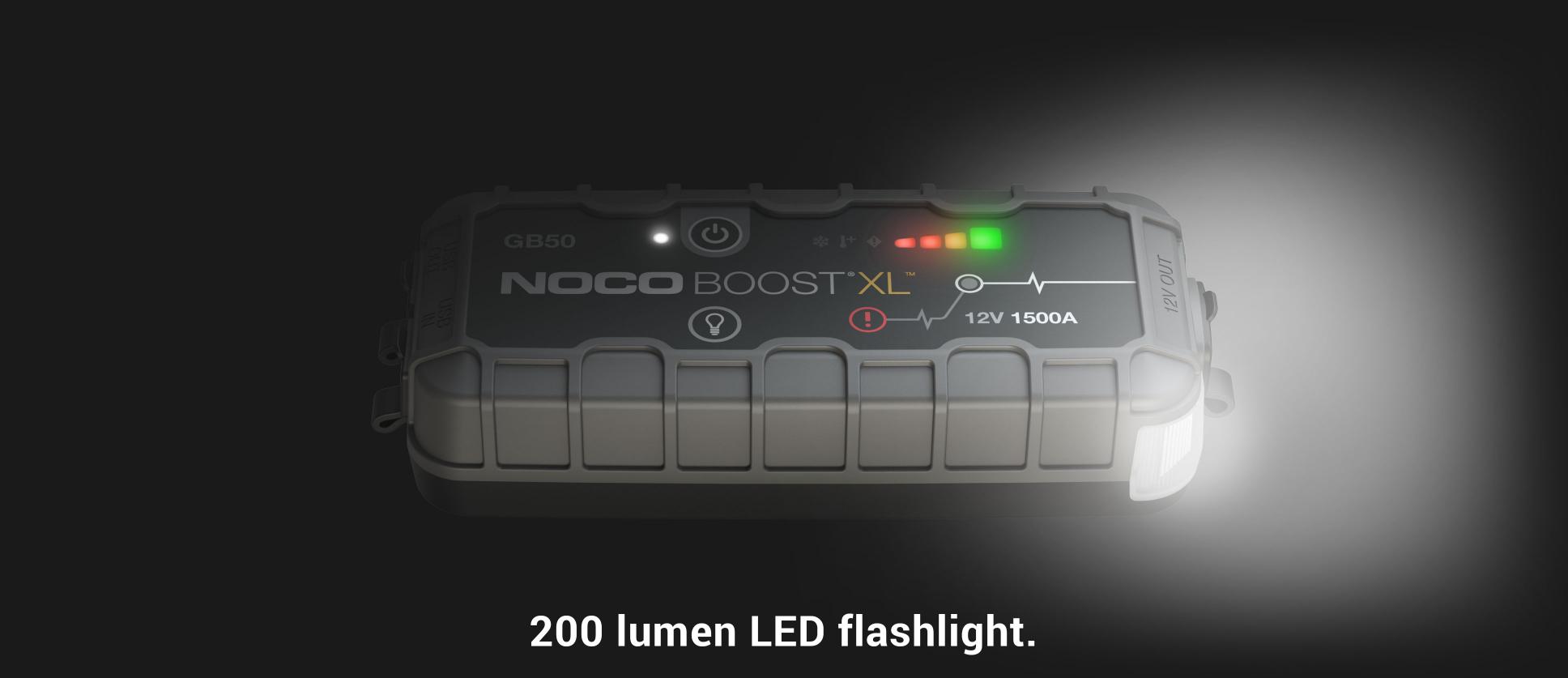 Booster NOCO GB40. Izjemna svetilnost dvojne LED svetilke.